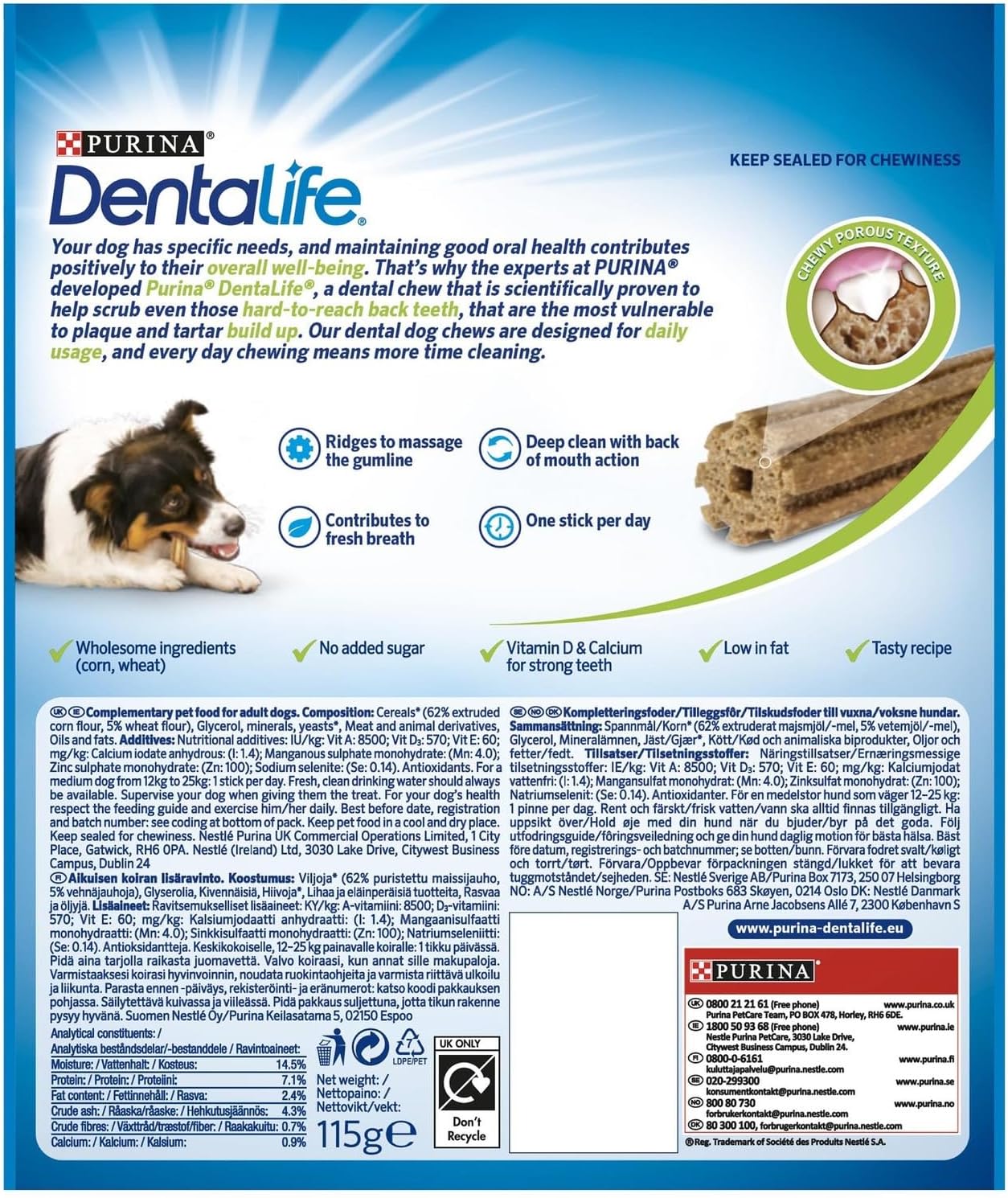 Nestle Purina DentaLife Daily Oral Care Treats Small & Medium Dog 115g