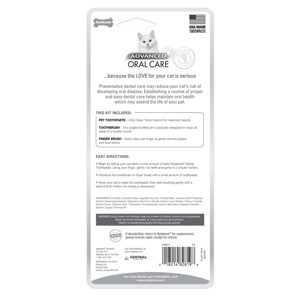 Nylabone Advanced Oral Care Cat Dental Kit One Size Dental Hygiene