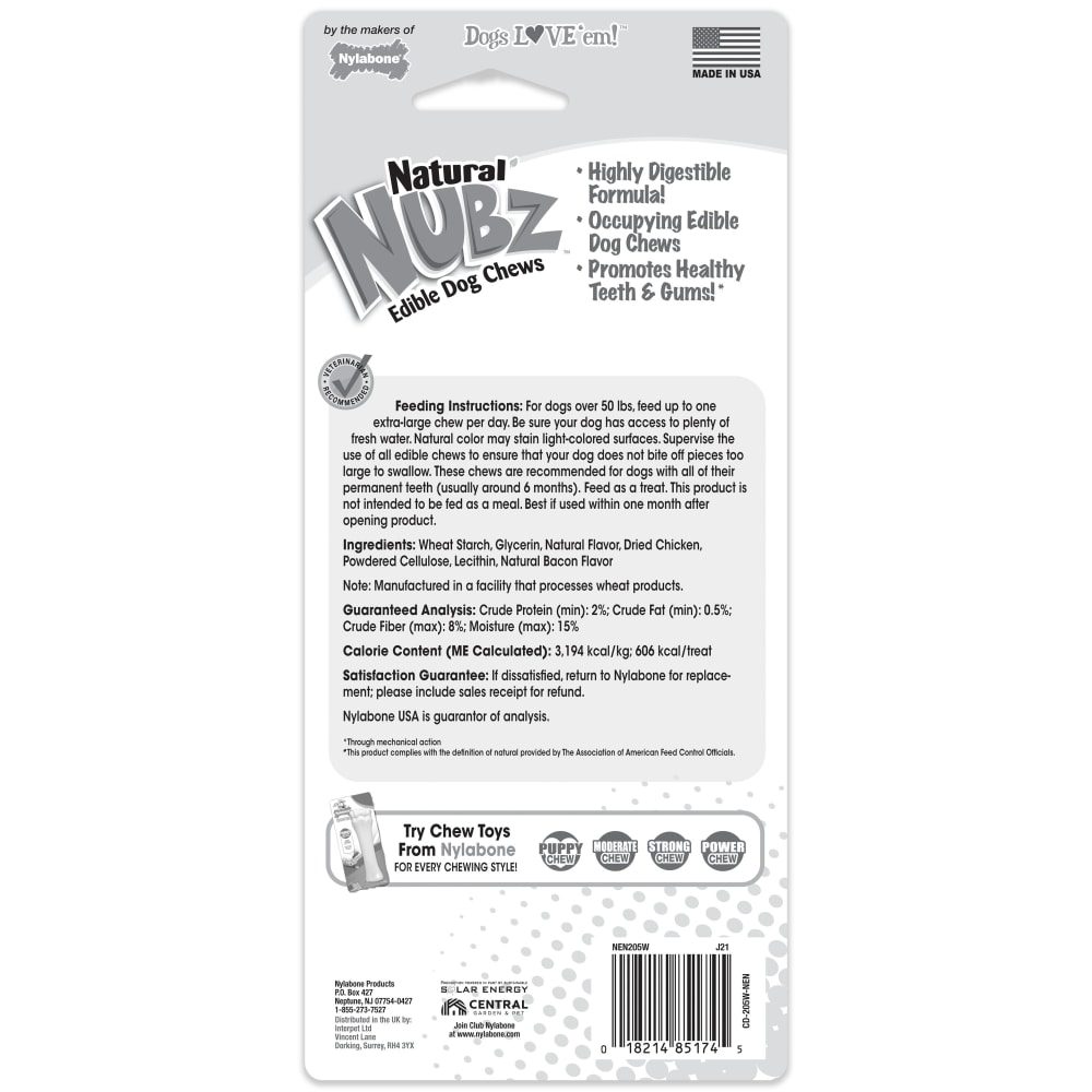 Nylabone Nubz Chicken 1Ct Card (In Shelf Tray) Xl Edible Treats