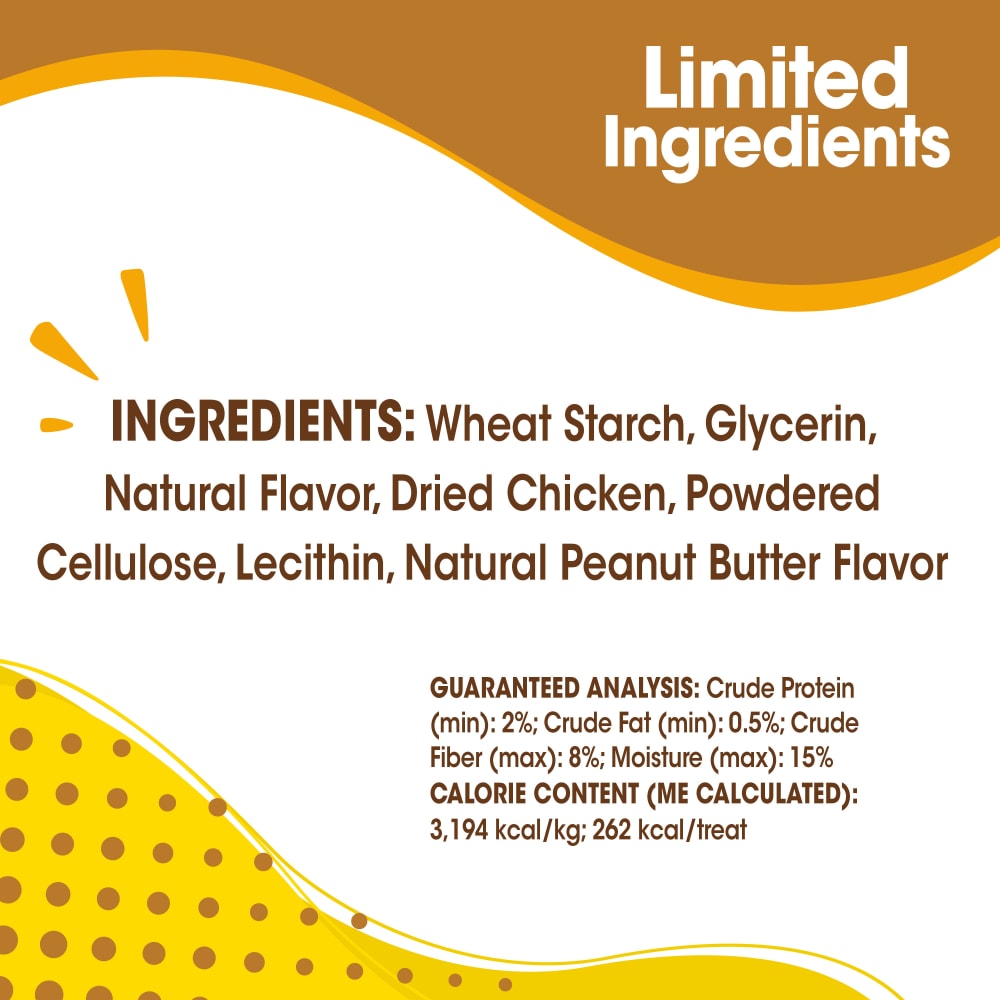 Nylabone Nubz Peanut Butter 2Ct Card (Not In Shelf Tray) Grande Edible Treats