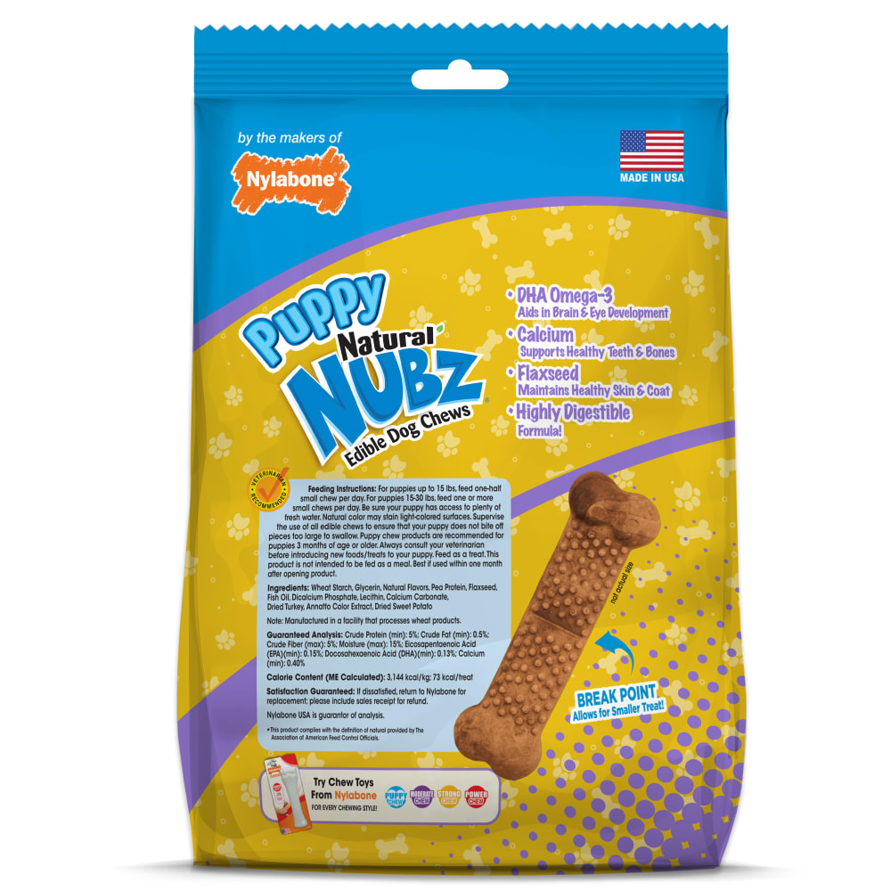 Nylabone Nubz Puppy Turkey & Sweet Potato 8Ct Pouch (In Shelf Tray) Small Edible Treats