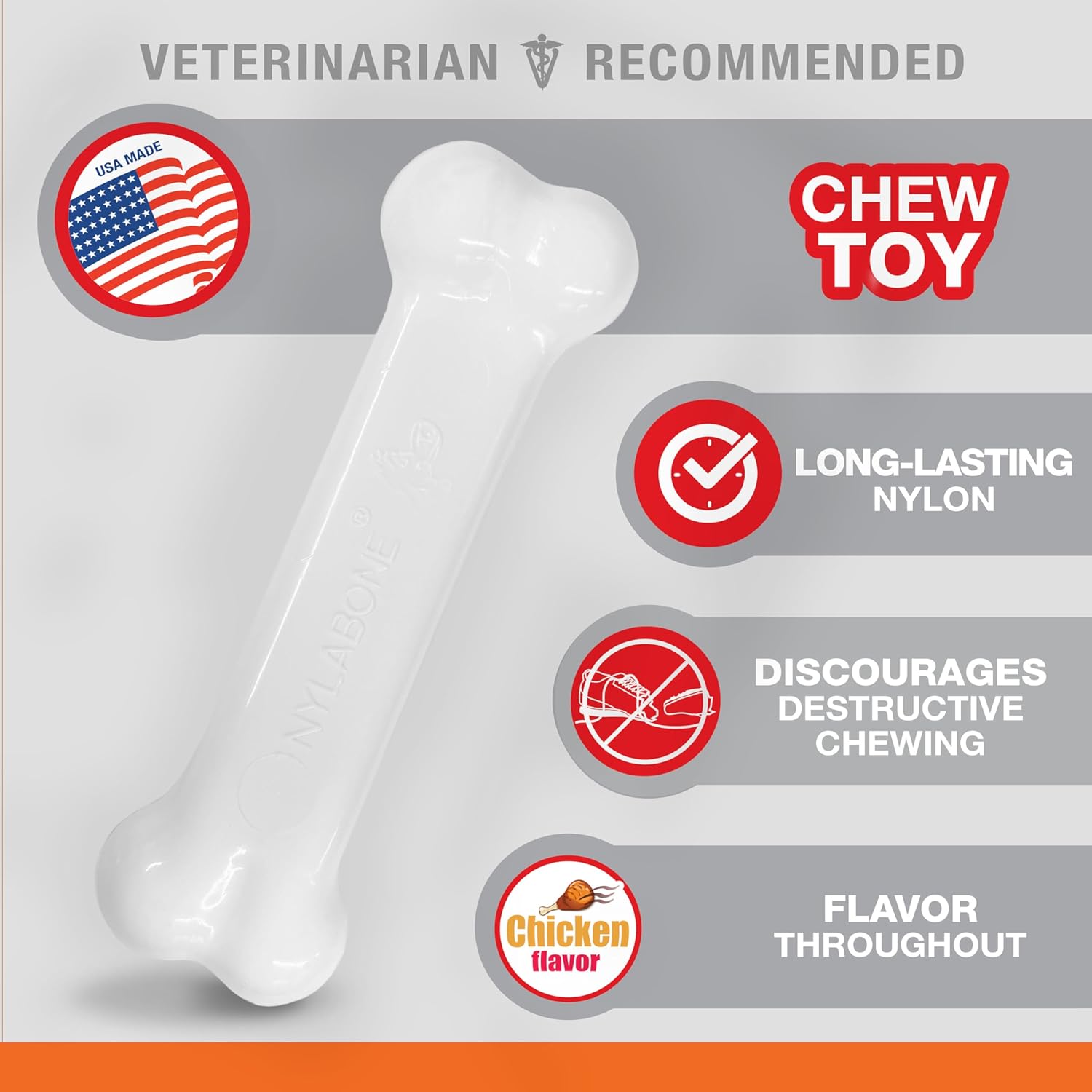 Nylabone Power Chew Bone, Chicken Petite Dog Chews Toy
