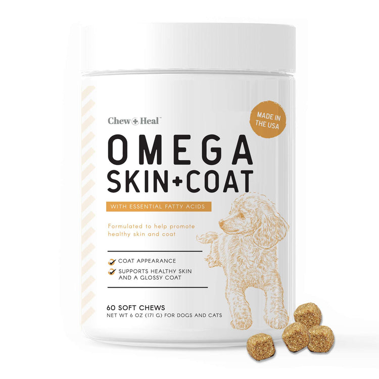Chew & Heal - Omega Skin + Coat Dog Supplement - 250gm