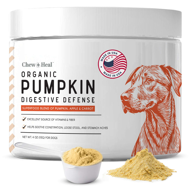 Chew & Heal - Organic Pumpkin Digestive Defense Superfood Blend Powder Digestive Aid Supplement for Dogs - 250gm