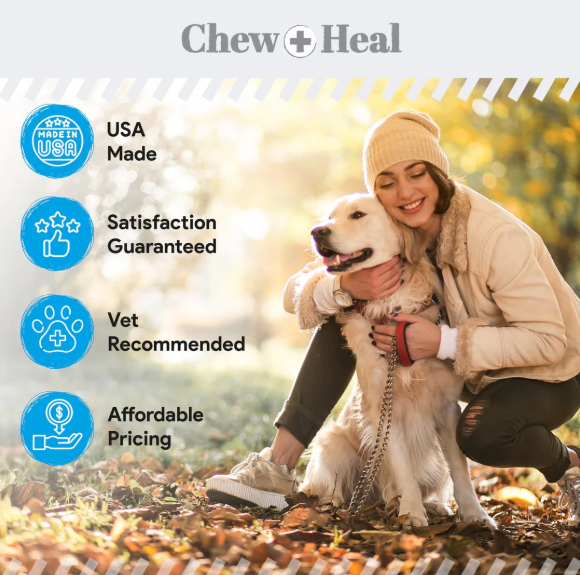 Chew + Heal Advanced Dental Support Powder with 6 Active Ingredients Dental Supplement for Dogs 4 oz