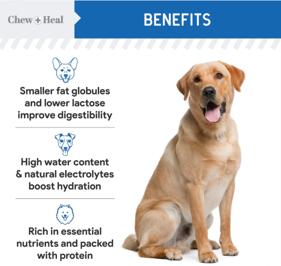 Chew + Heal High Protein Goat Milk Powder Digestive Aid Supplement for Dogs, 6-oz jar
