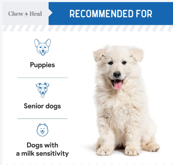 Chew + Heal High Protein Goat Milk Powder Digestive Aid Supplement for Dogs, 6-oz jar