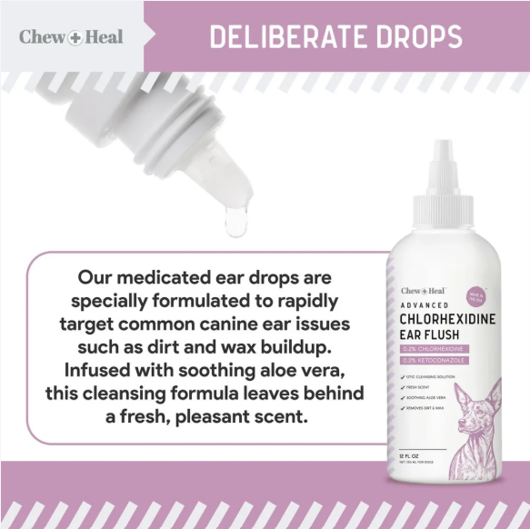 Advanced Antiseptic Otic Chlorhexidine Ear Flush for Dogs 4 oz