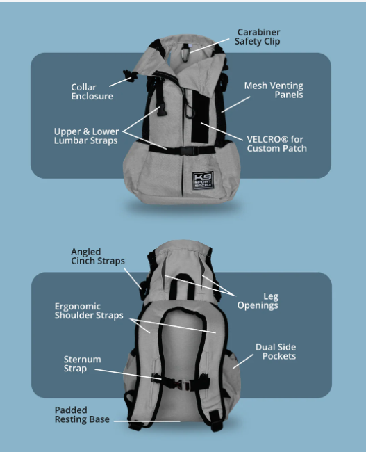 Klearance Air 2, Original Backpack Dog Carrier - Grey - XS
