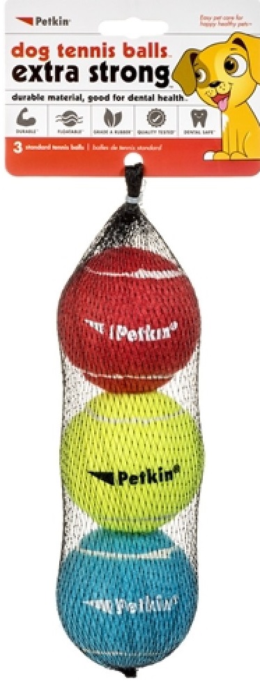 Petkin Extra Strong Dog Tennis Balls - Rainbow (3-Pack, Standard) - 60% OFF SALE (May Look Old / Not New, but in Good Condition)