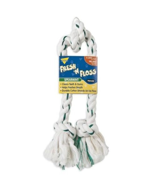 Petmate Fresh 'n Floss 3-Knot Tug Dog Toy Spearmint - Medium