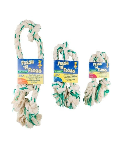 Petmate Fresh 'n Floss 3-Knot Tug Dog Toy Spearmint - Medium