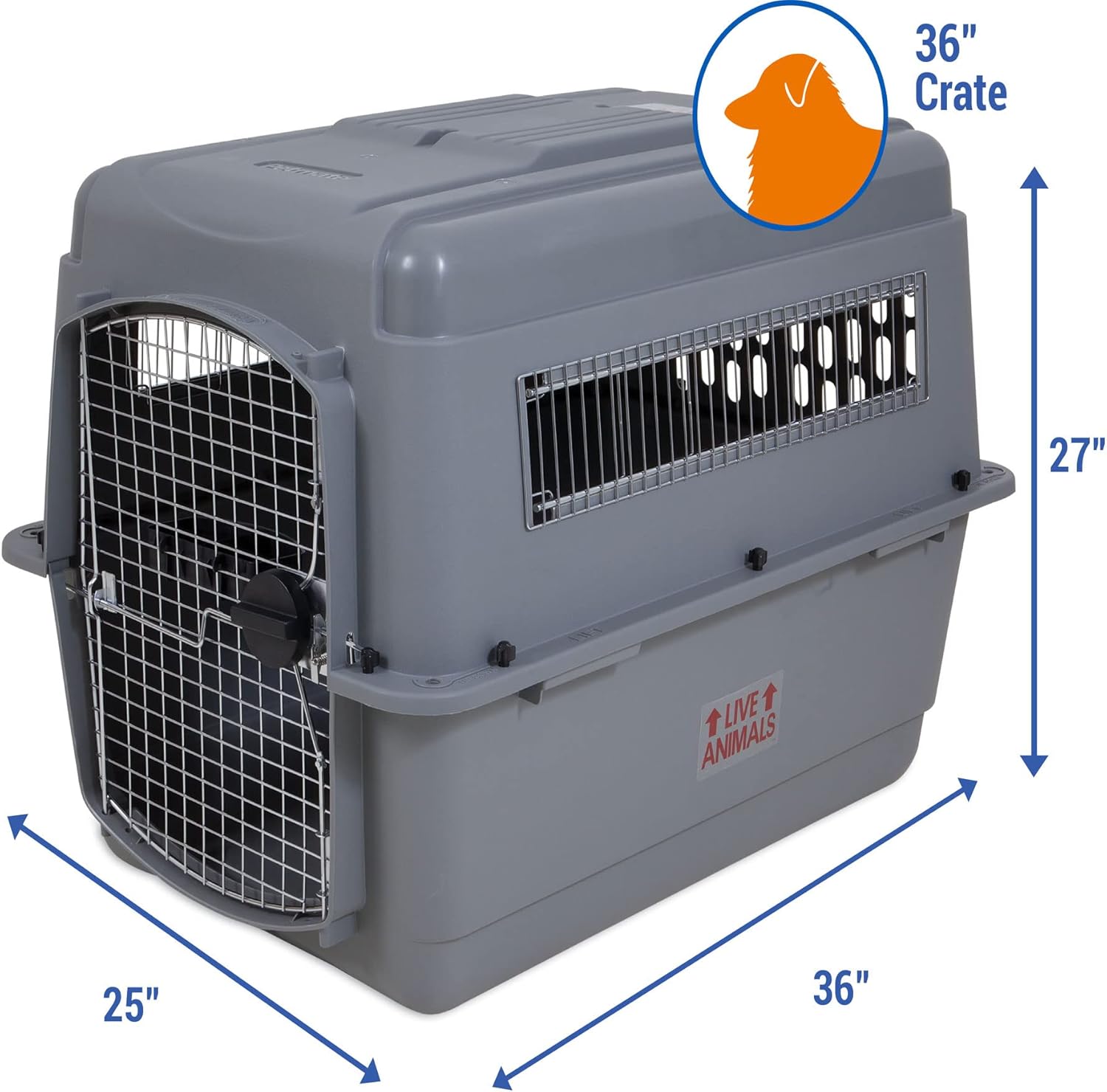 ⚠️ Clearance Item – May have slightly damaged packaging or missing parts. Sold as-is. | Petmate Sky Kennel Vault Door 36Inc 50-70Lbs ~ Gray - Partially Damaged