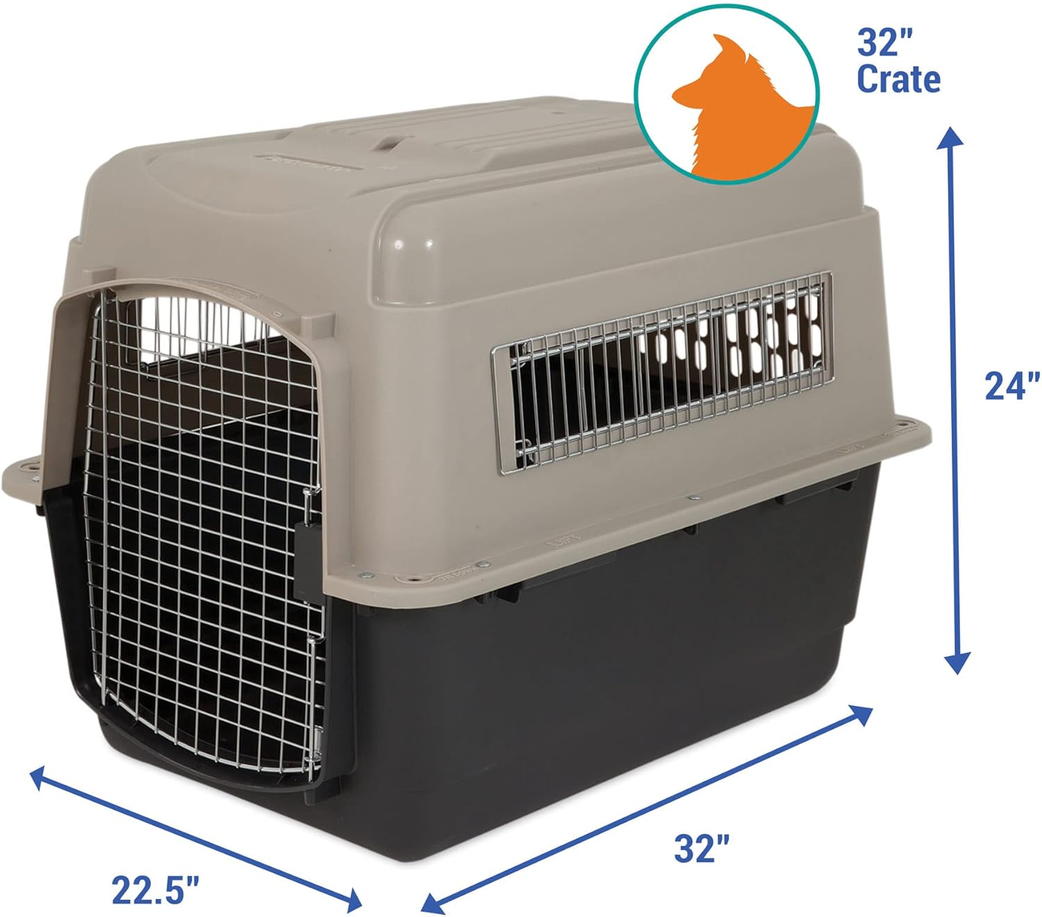 Petmate Ultra Vari Kennel Fashion 36" 50-70Lbs ~ Taupe & Black - Partially Damaged