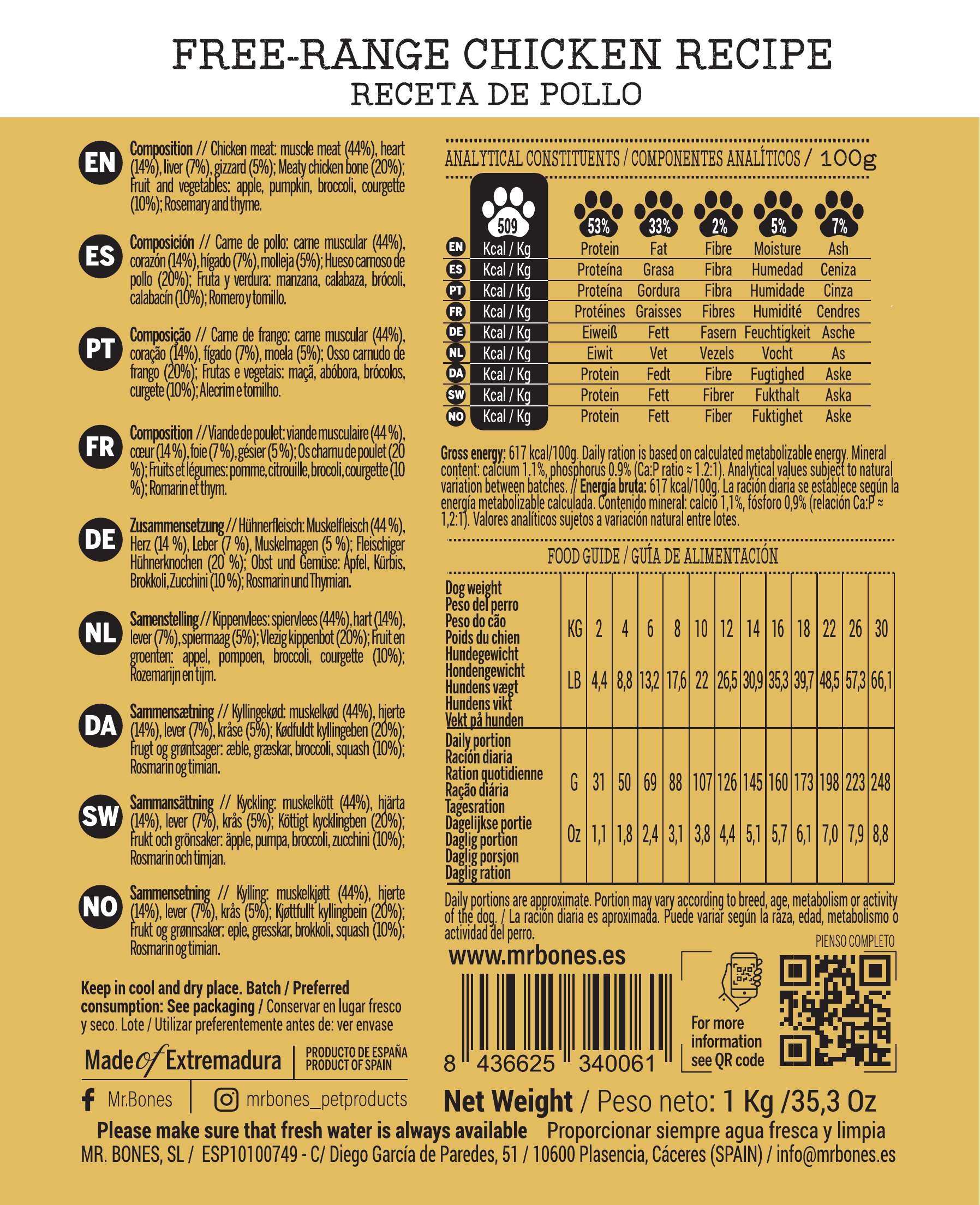 Mr. Bones Air Dried Food Free Range Chicken Recipe