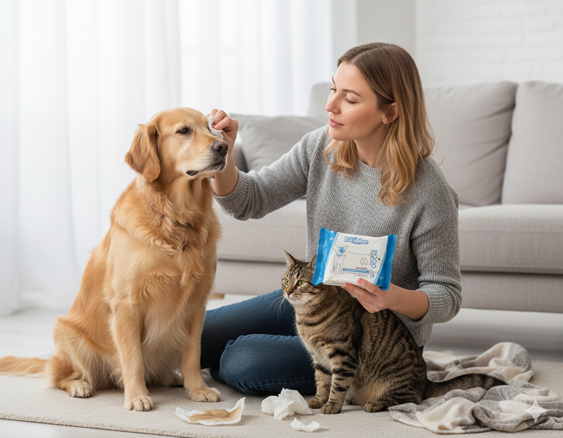 Petshine hygiene wet wipes for eyes bio 15 Units 20x20 cm - Camomille Pack of 24