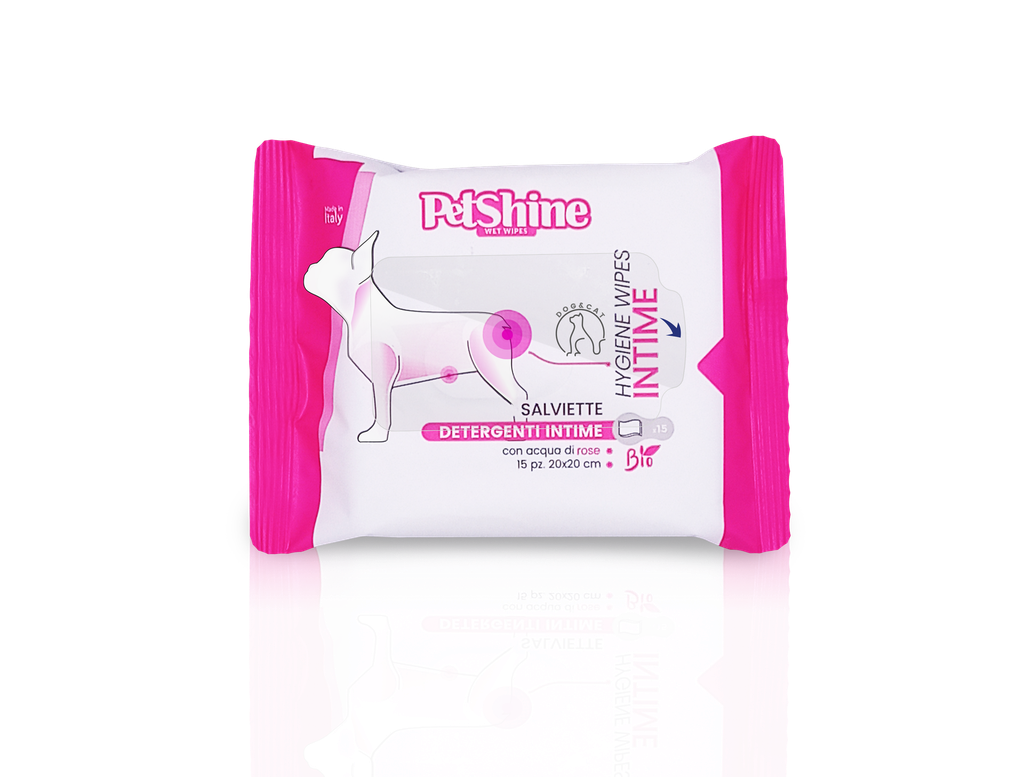 Petshine hygiene wet wipes intime bio 15 Units 20x20 cm - Rose Pack of 24