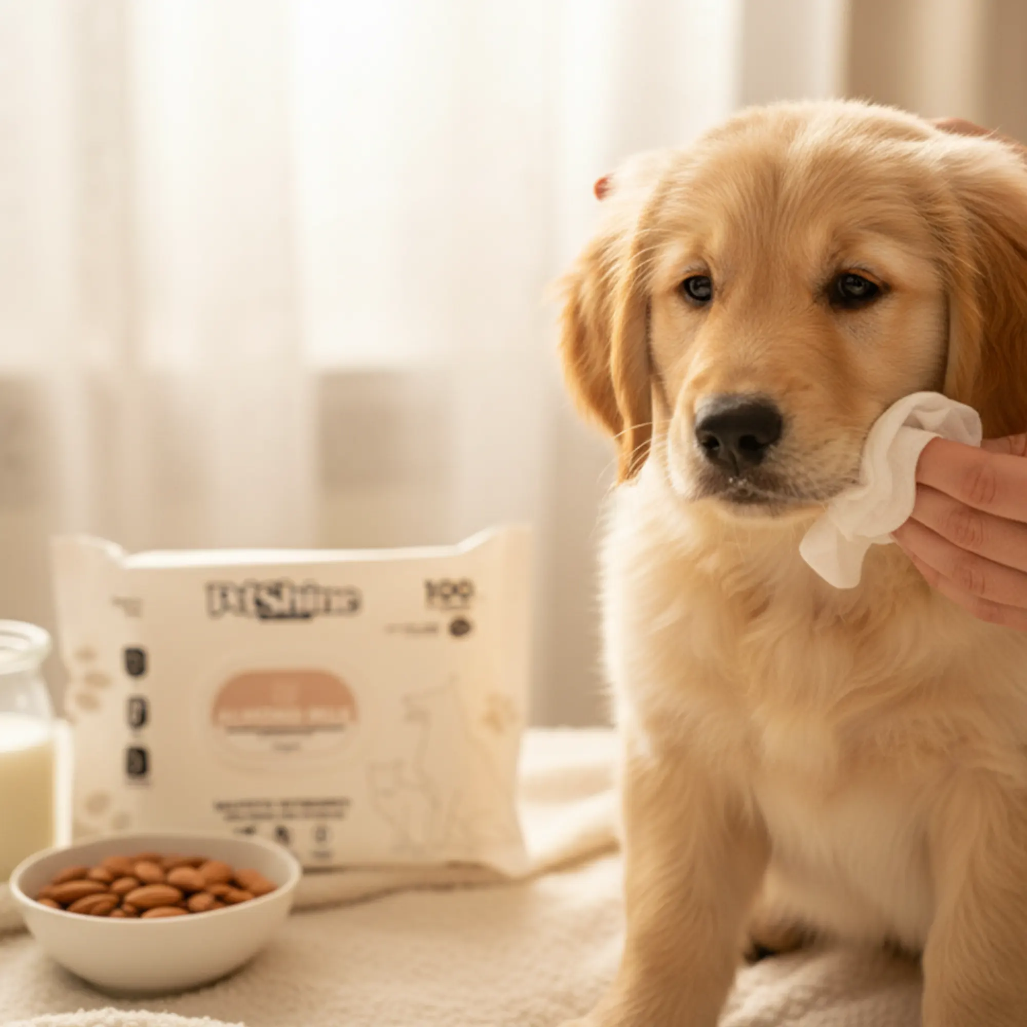 Petshine wet wipes for dogs and cats 100 Units 30x20 cm - almond milk Pack of 10