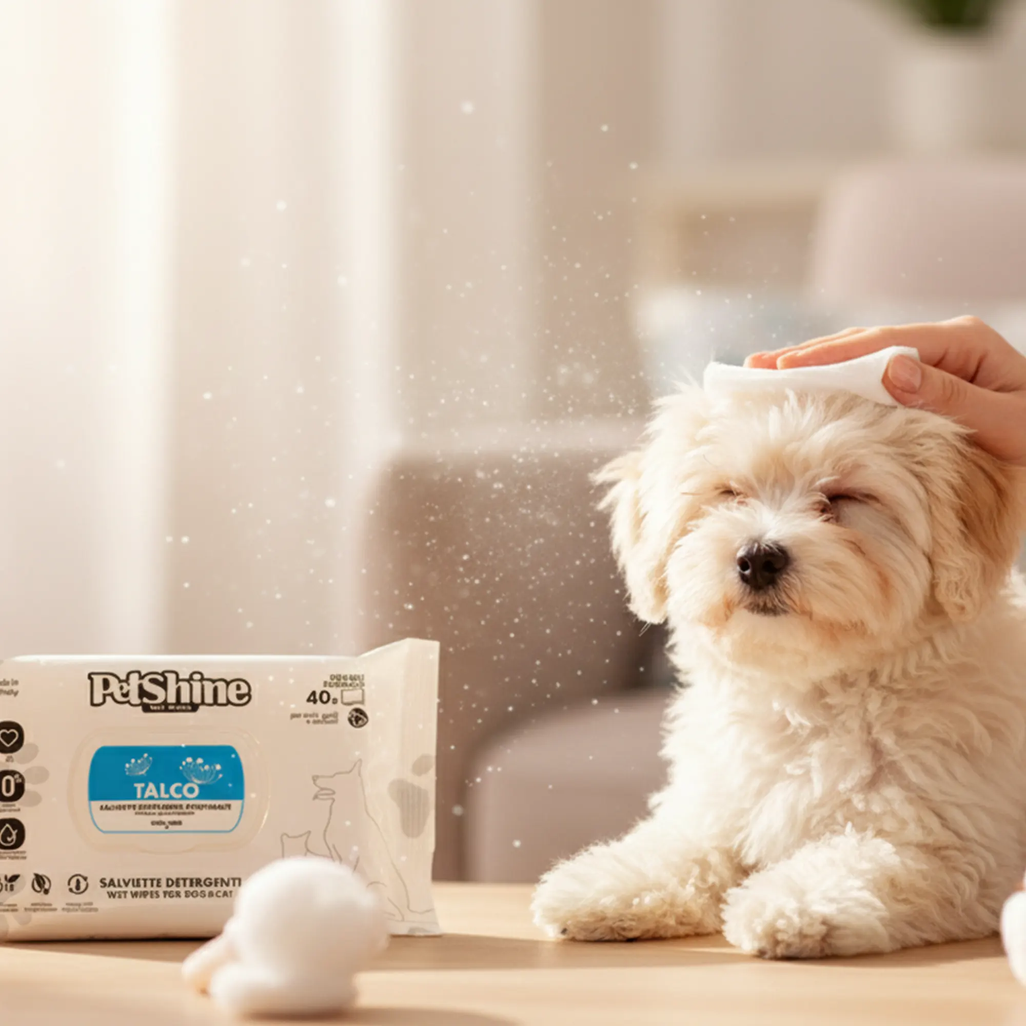 Petshine wet wipes for dogs and cats 40 Units 30x20 cm - talco pack of 12