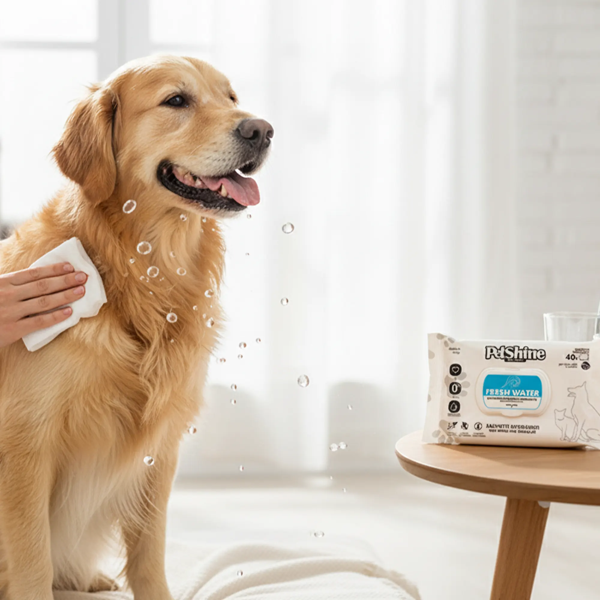 Petshine wet wipes for dogs and cats 40 Units 30x20 cm - fresh water Pack of 12