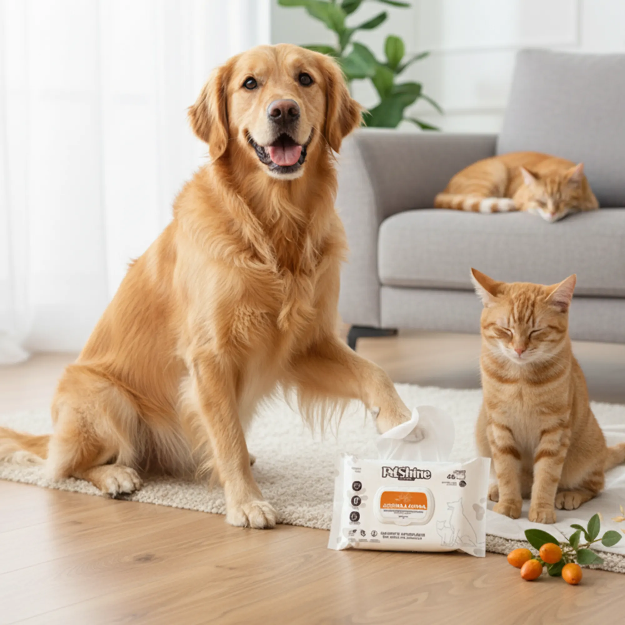 Petshine wet wipes for dogs and cats 40 Units 30x20 cm - jojoba and avena Pack of 12