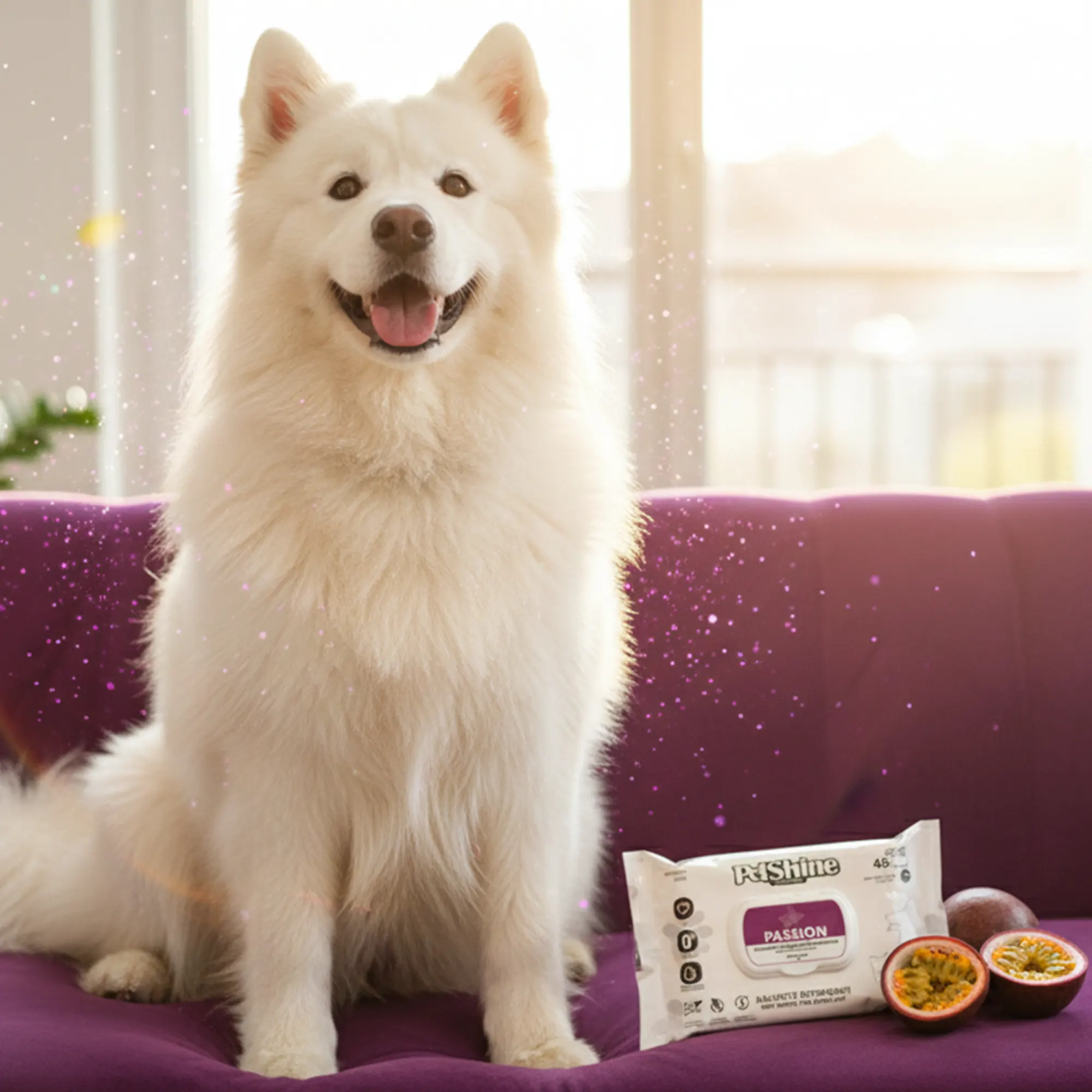 Petshine wet wipes for dogs and cats 40 Units 30x20 cm - passion Pack of 12