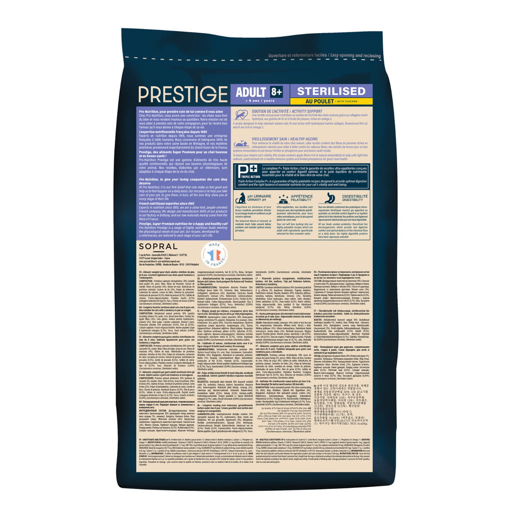 Pro nutrition Prestige Cat Adult 8+ Sterilised Chicken 2Kg