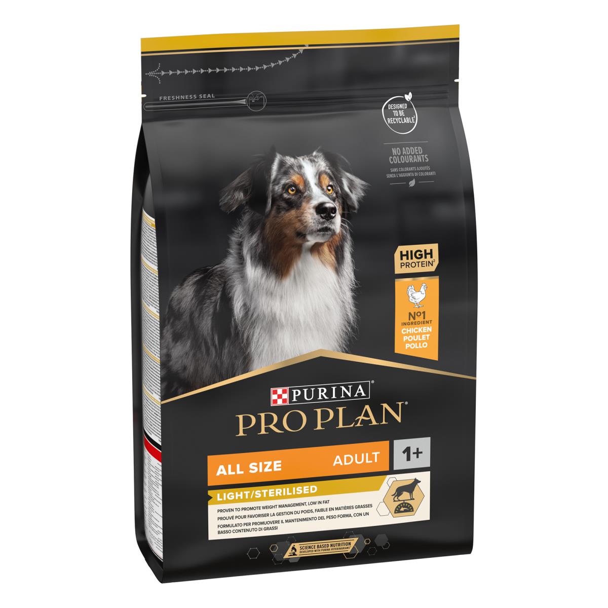 Pro Plan Light Sterilised All Sizes Adult Dry Dog Food Chicken 3kg