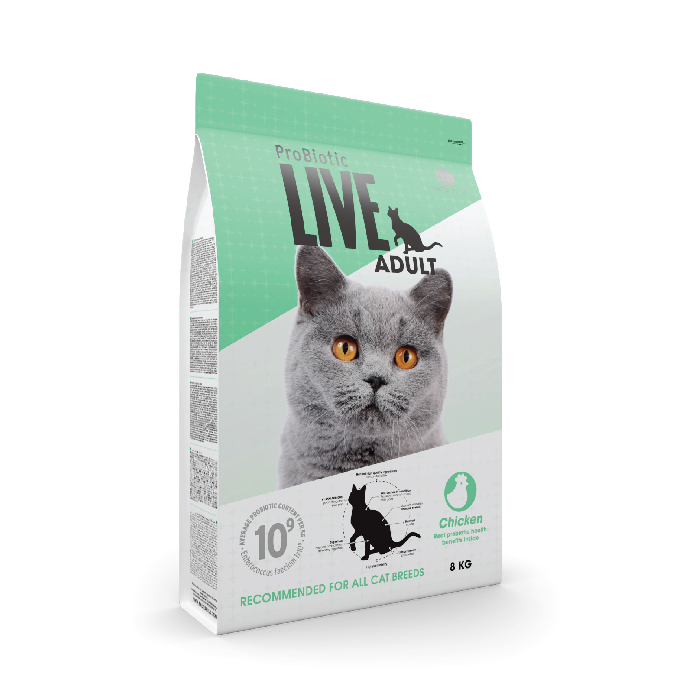 Probiotic live cat adult dry food chicken - 8kg