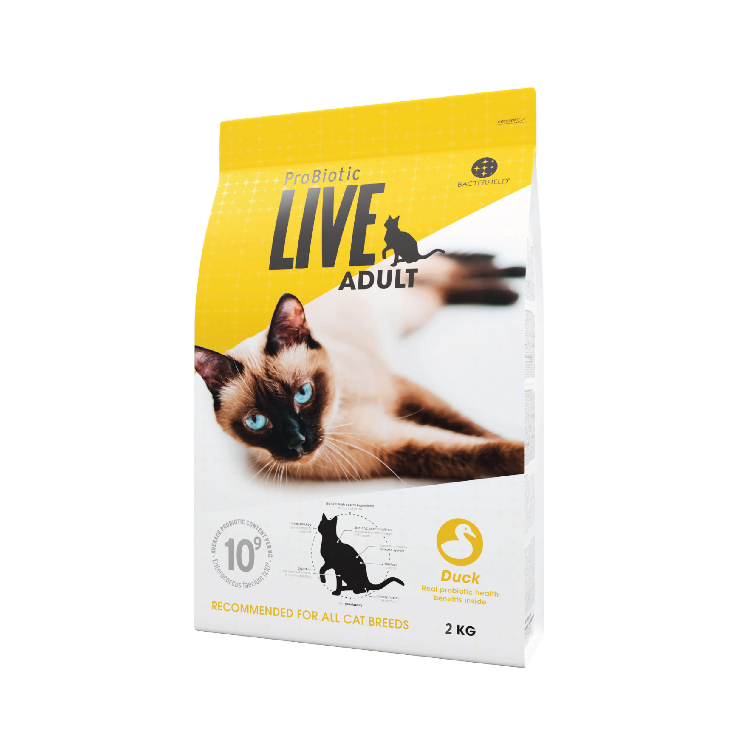 Probiotic live cat adult dry food Duck - 2kg