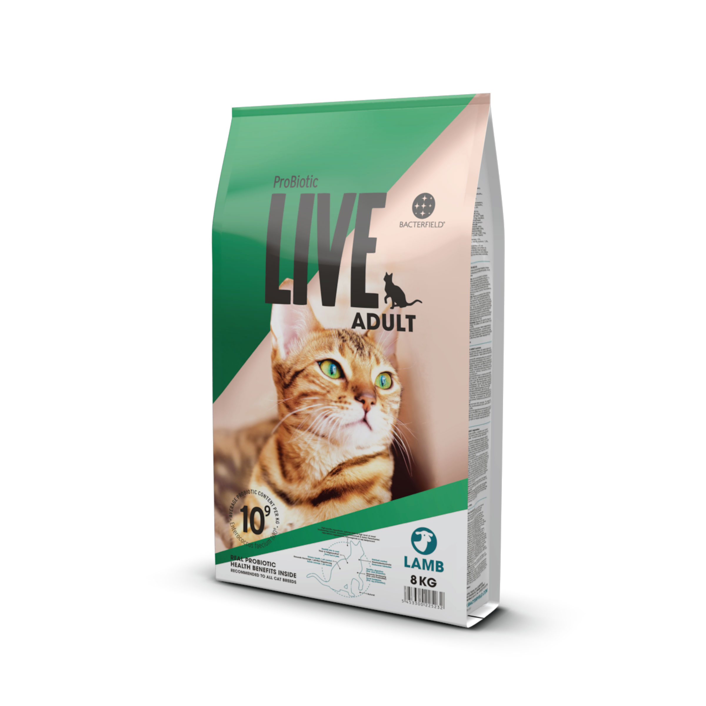Probiotic live cat adult dry food lamb - 8kg