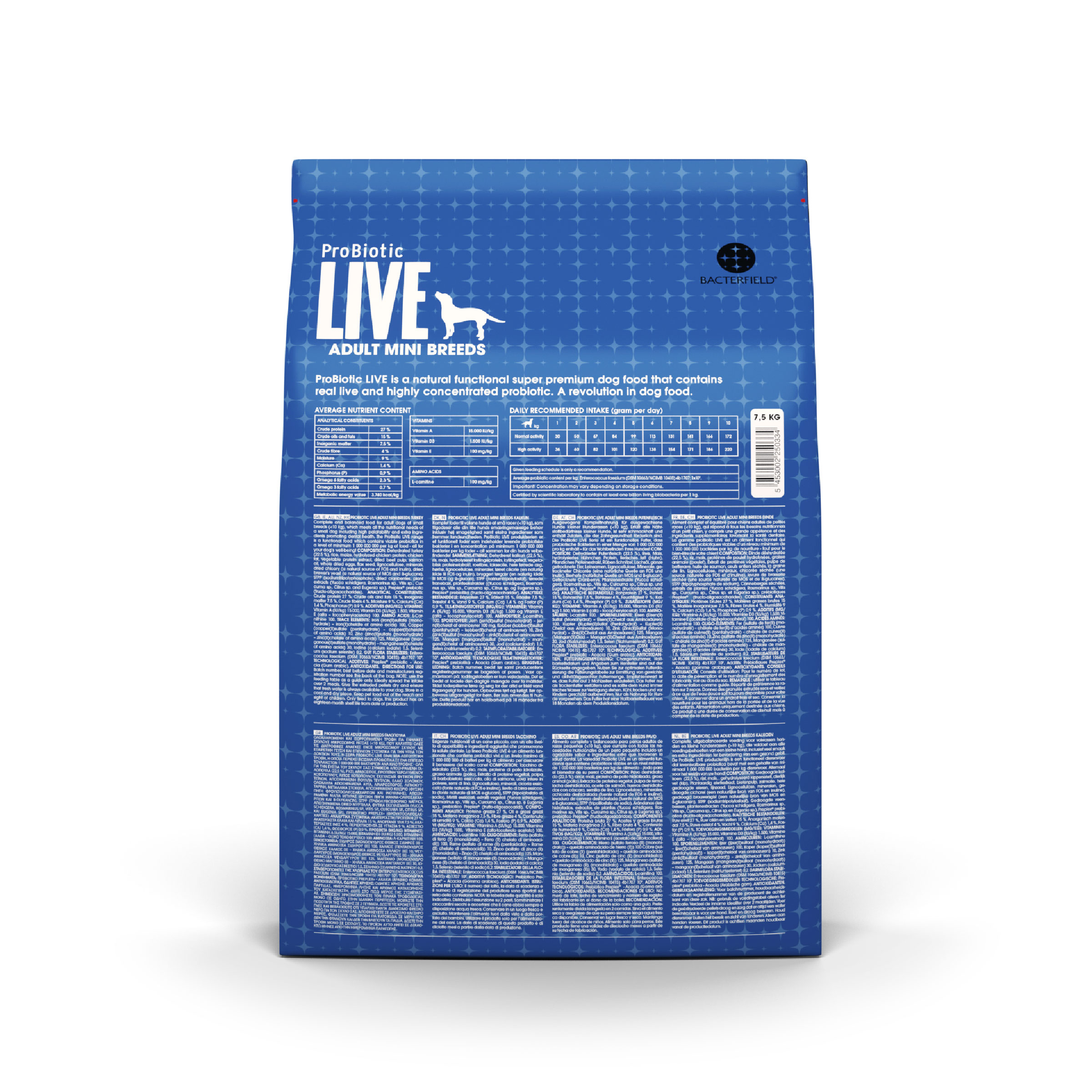 Probiotic live dry food adult mini breeds turkey - 7.5kg