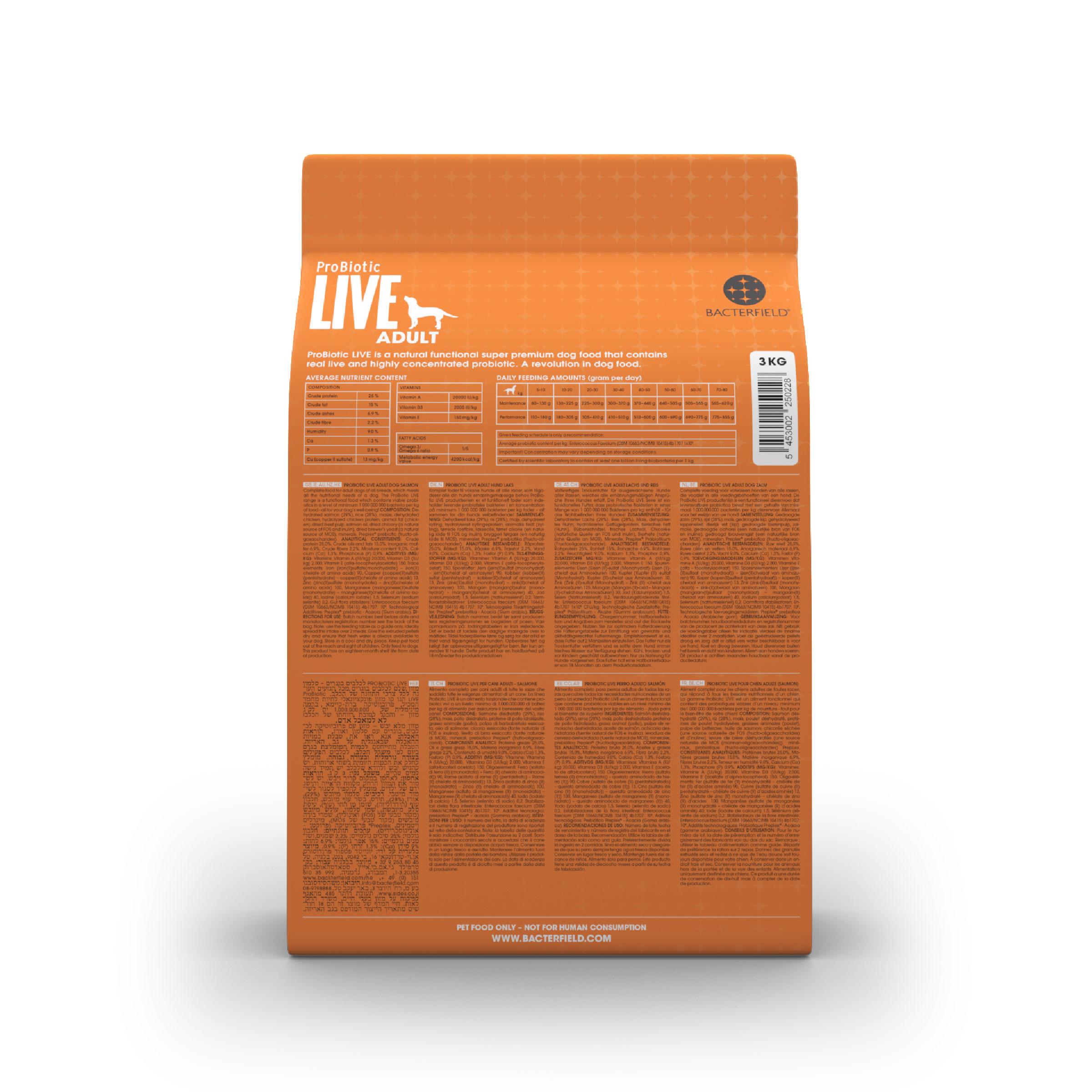Probiotic live dry food adult salmon - 3kg