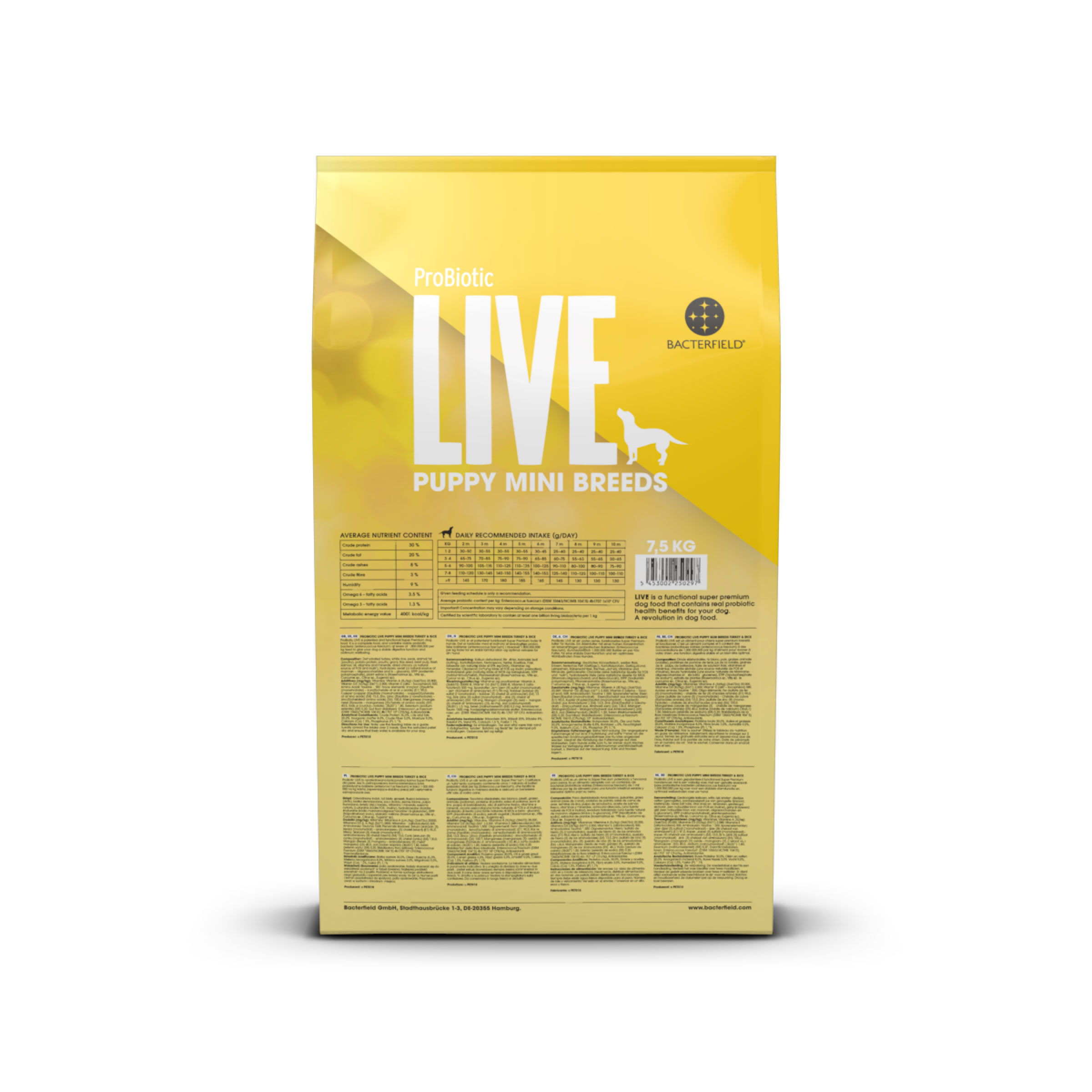 Probiotic live dry food puppy mini breeds turkey - 7kg