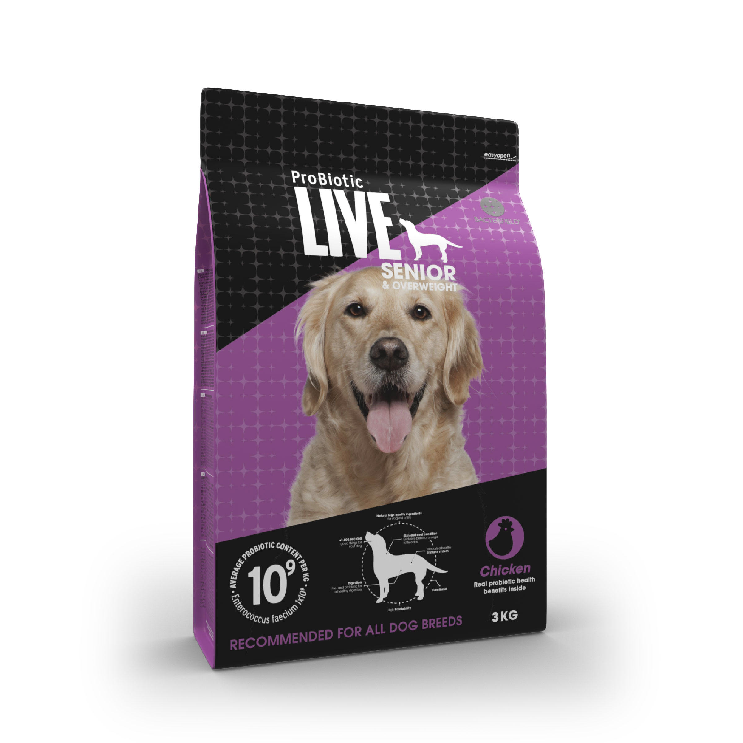 Probiotic live dry food senior & overweight chicken - 3kg