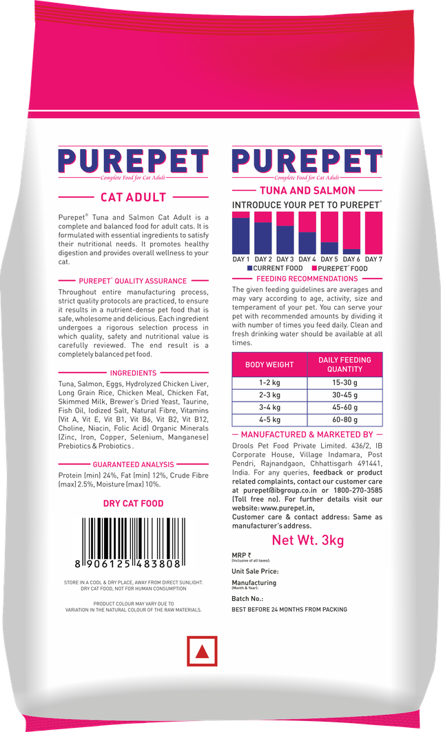 PurePet Cat Tuna & Salmon Dry Food 3kg