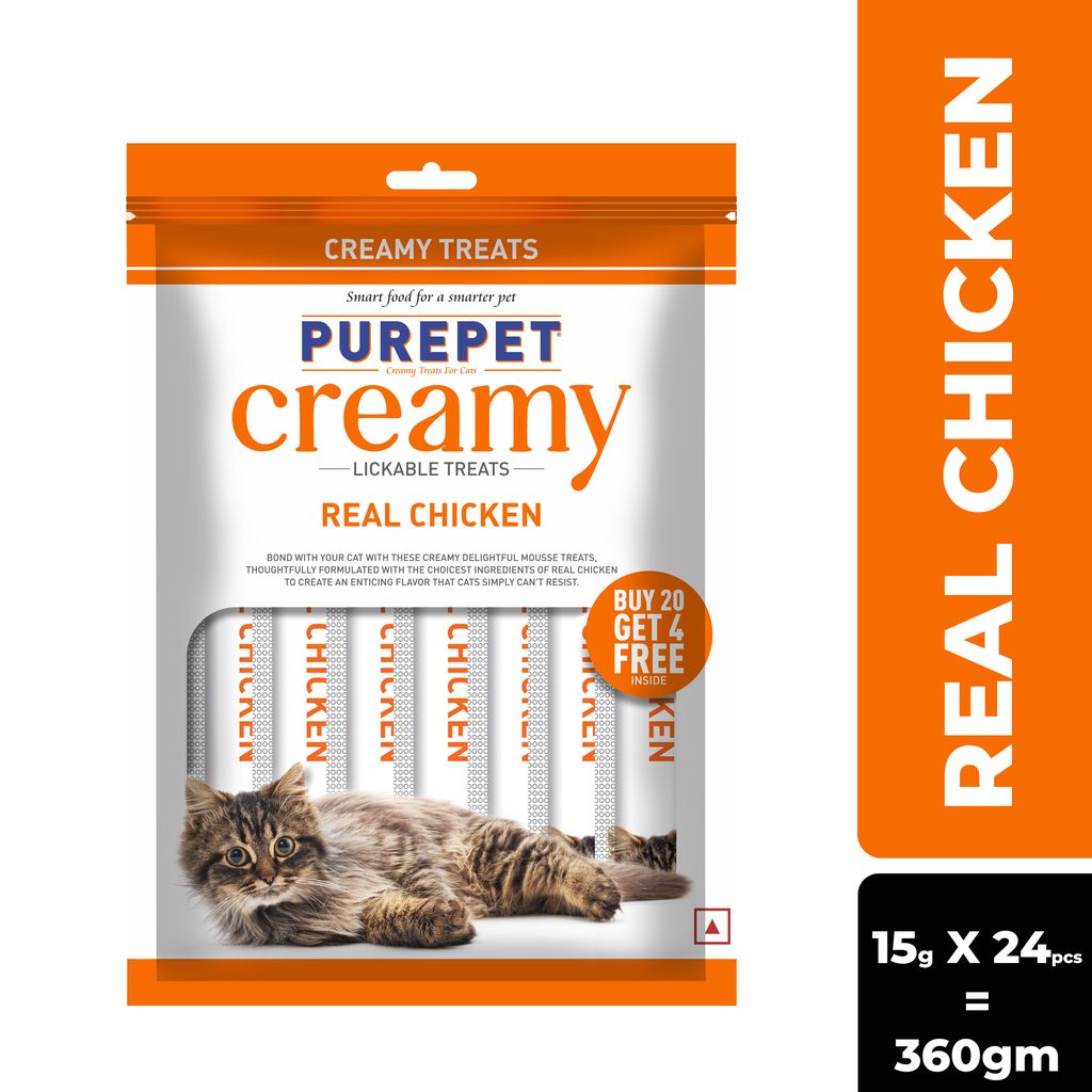 Purepet Creamy Chicken Cat Treats 24x15g (360Gm)