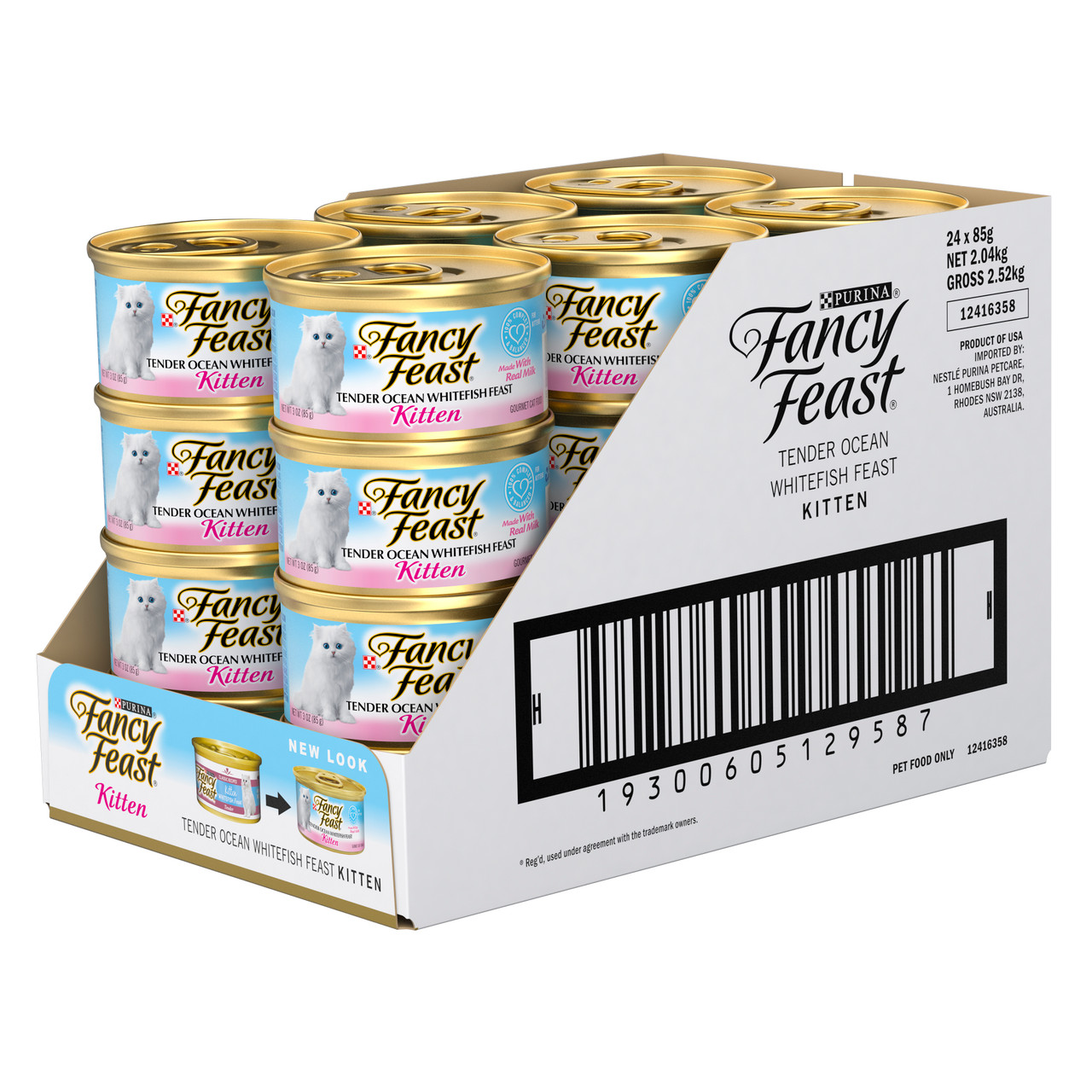 Purina Fancy Feast Kitten Wet Food Tender Ocean Whitefish 85g - Pack of 24