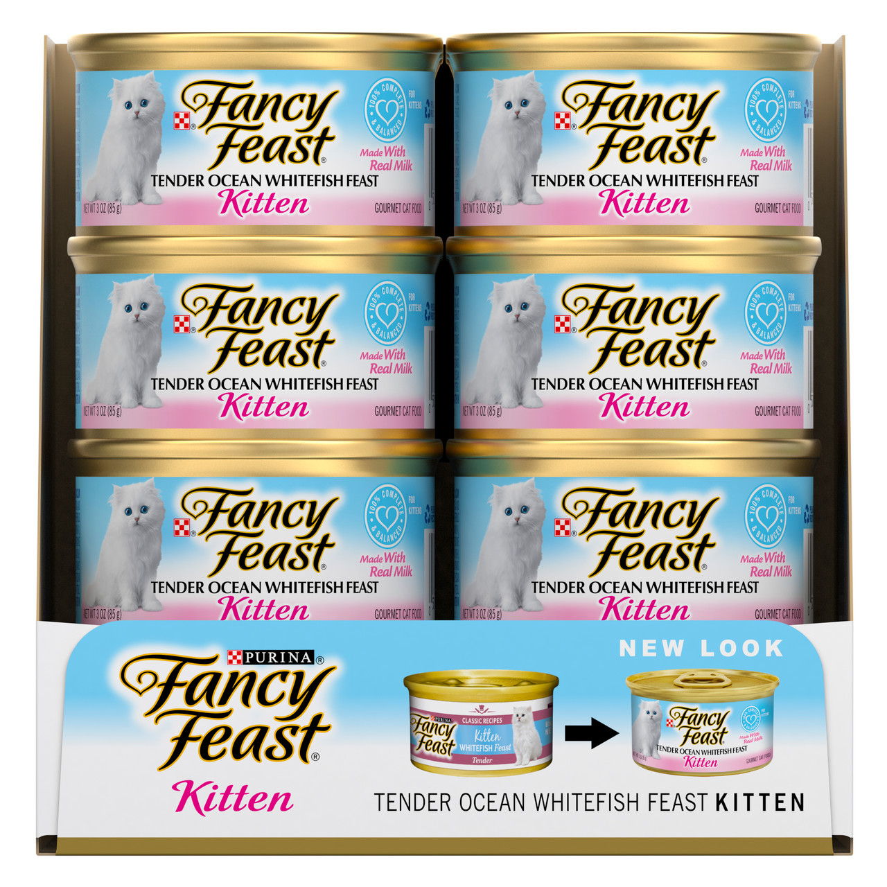 Purina Fancy Feast Kitten Wet Food Tender Ocean Whitefish 85g - Pack of 24