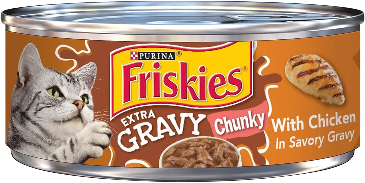 Purina Friskies Cat Wet Food Extra Gravy Chunky Chicken 55oz - Pack of 24
