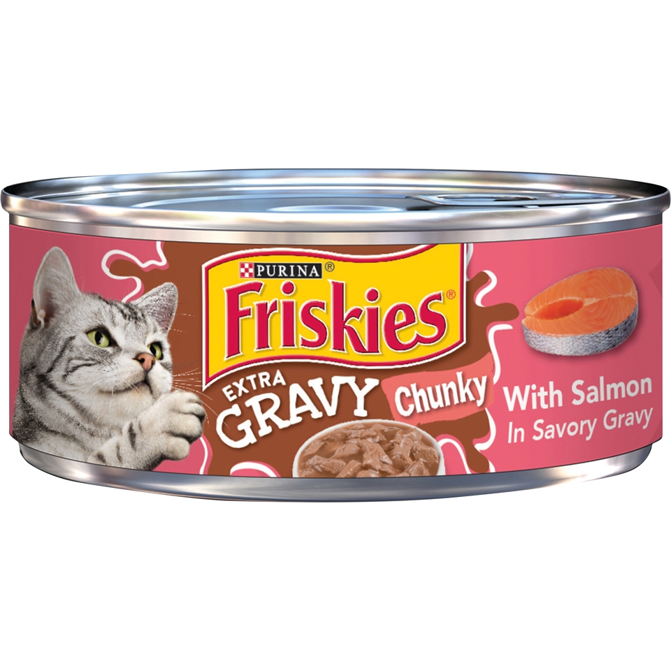 Purina Friskies Cat Wet Food Extra Gravy Chunky Salmon 55oz - Pack of 24