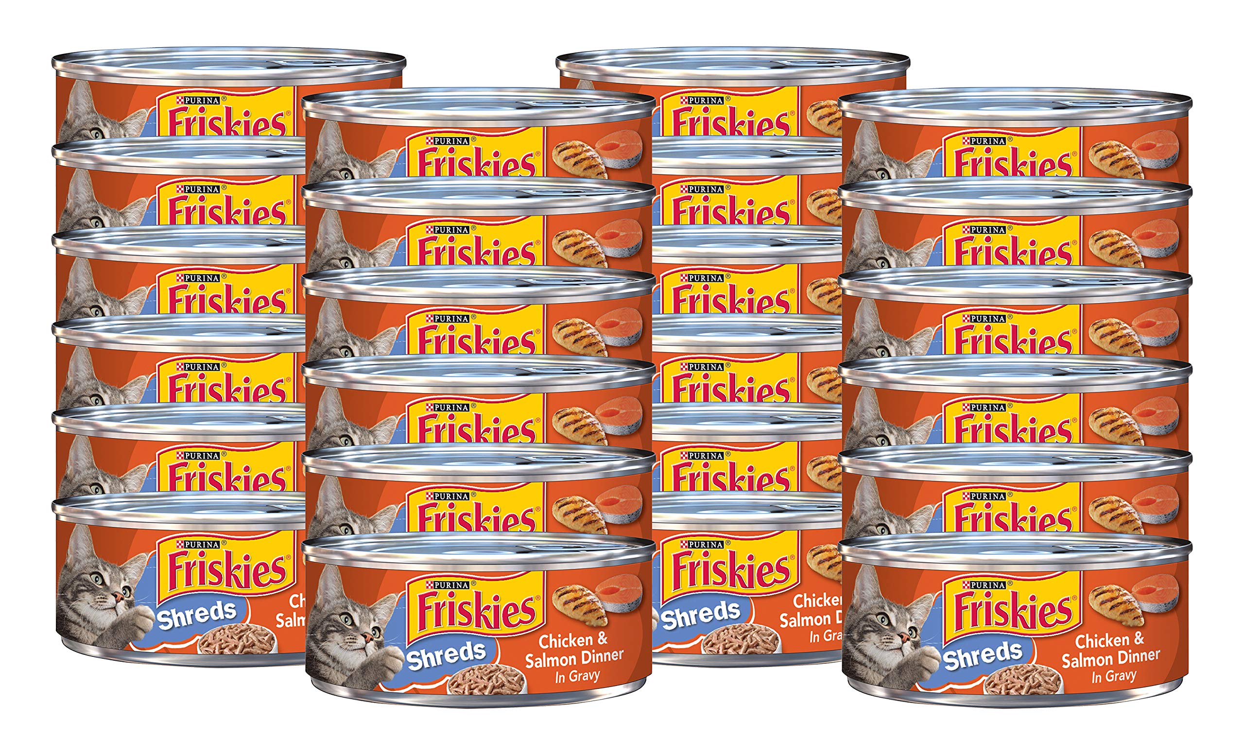Purina Friskies Savory Shreds Cat Wet Food Chicken & Salmon 55oz - Pack of 24