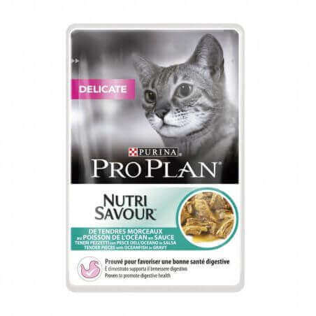 Purina Pro Plan Delicate Wet Cat Food Ocean Fish In Gravy Multipack -10 X 85g