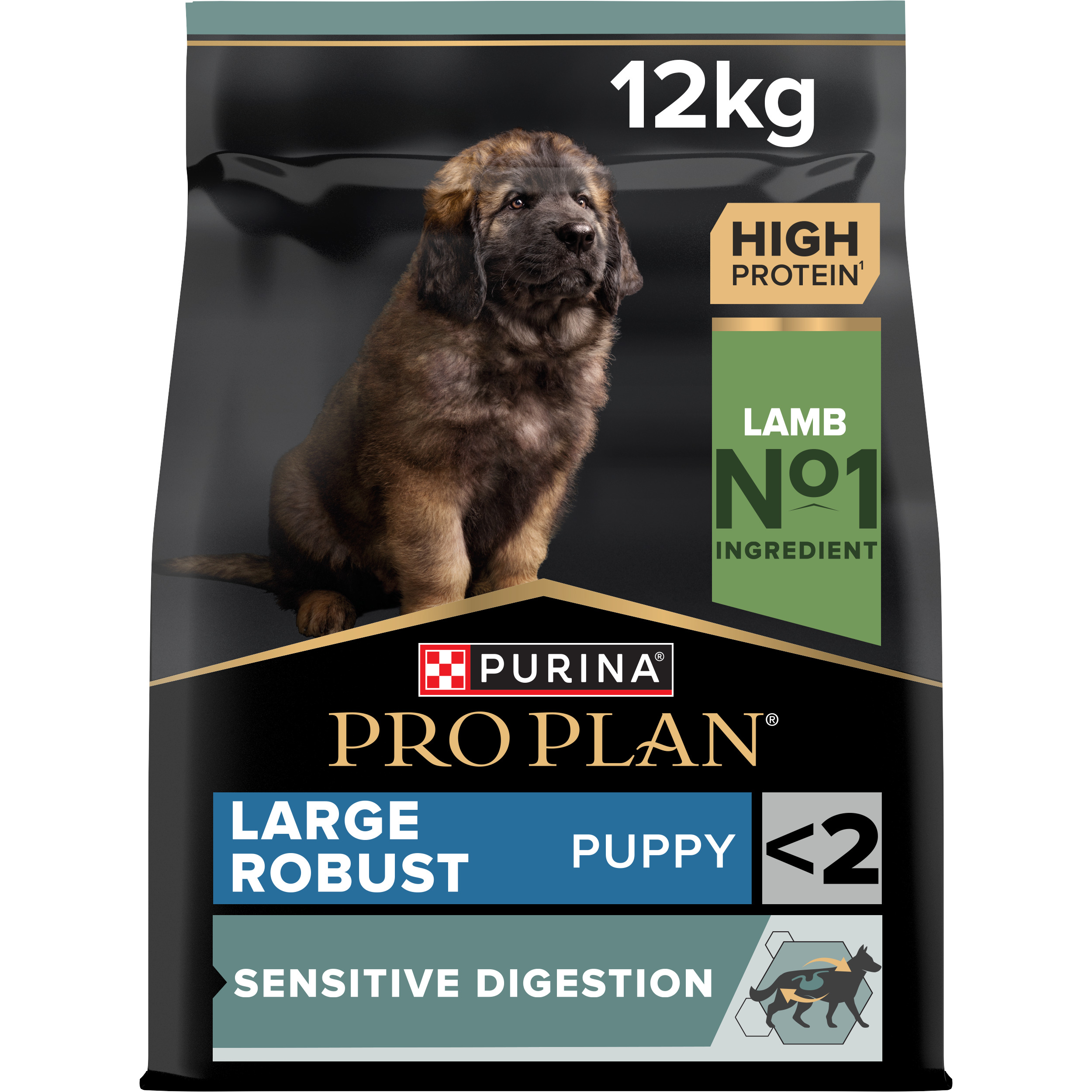 Purina Pro Plan Large Robust Puppy Sensitive Digestion, Dry Dog Food with Lamb, 12 kg