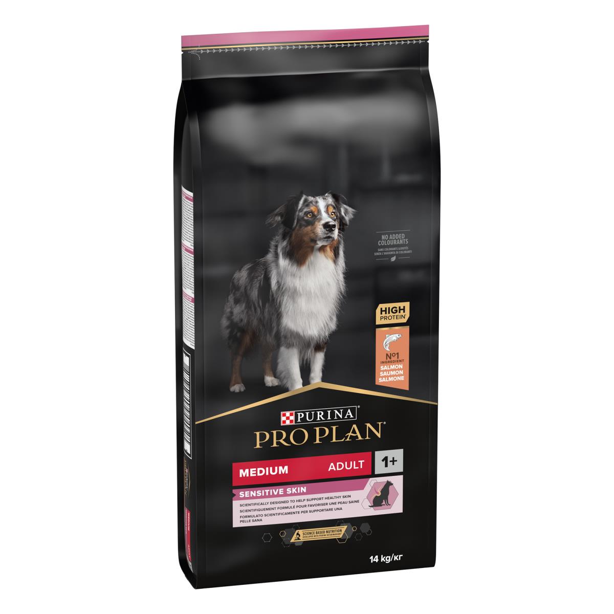 Purina Pro Plan Sensitive Skin Medium Adult, Dry Dog food with Salmon, 14 kg