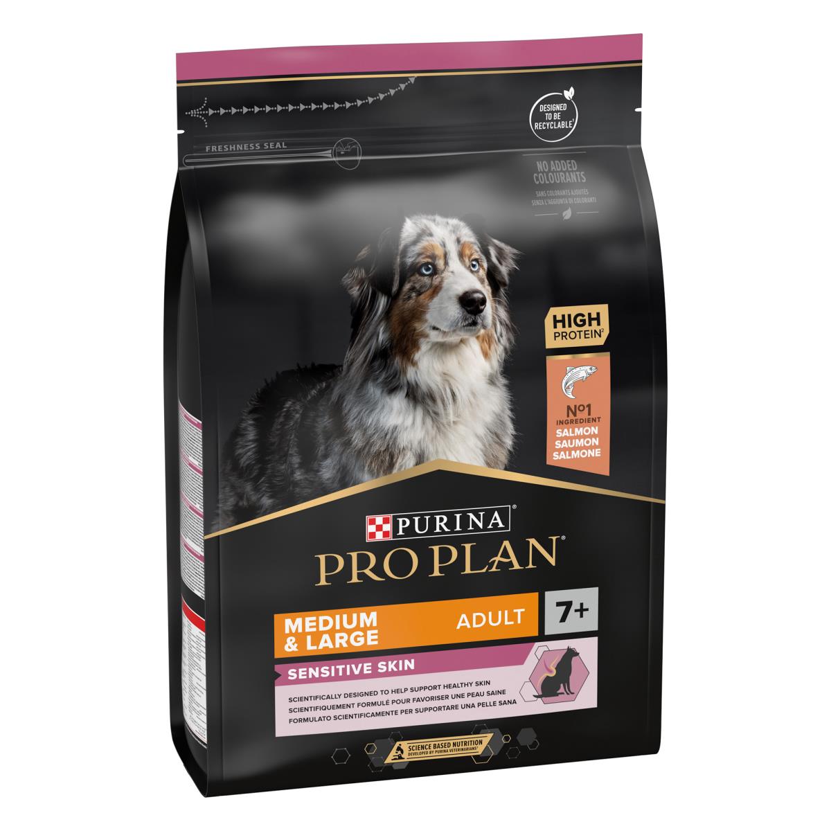 Purina Pro Plan Sensitive Skin Medium and Large Senior 7+, Dry Dog food with Salmon, 3 kg