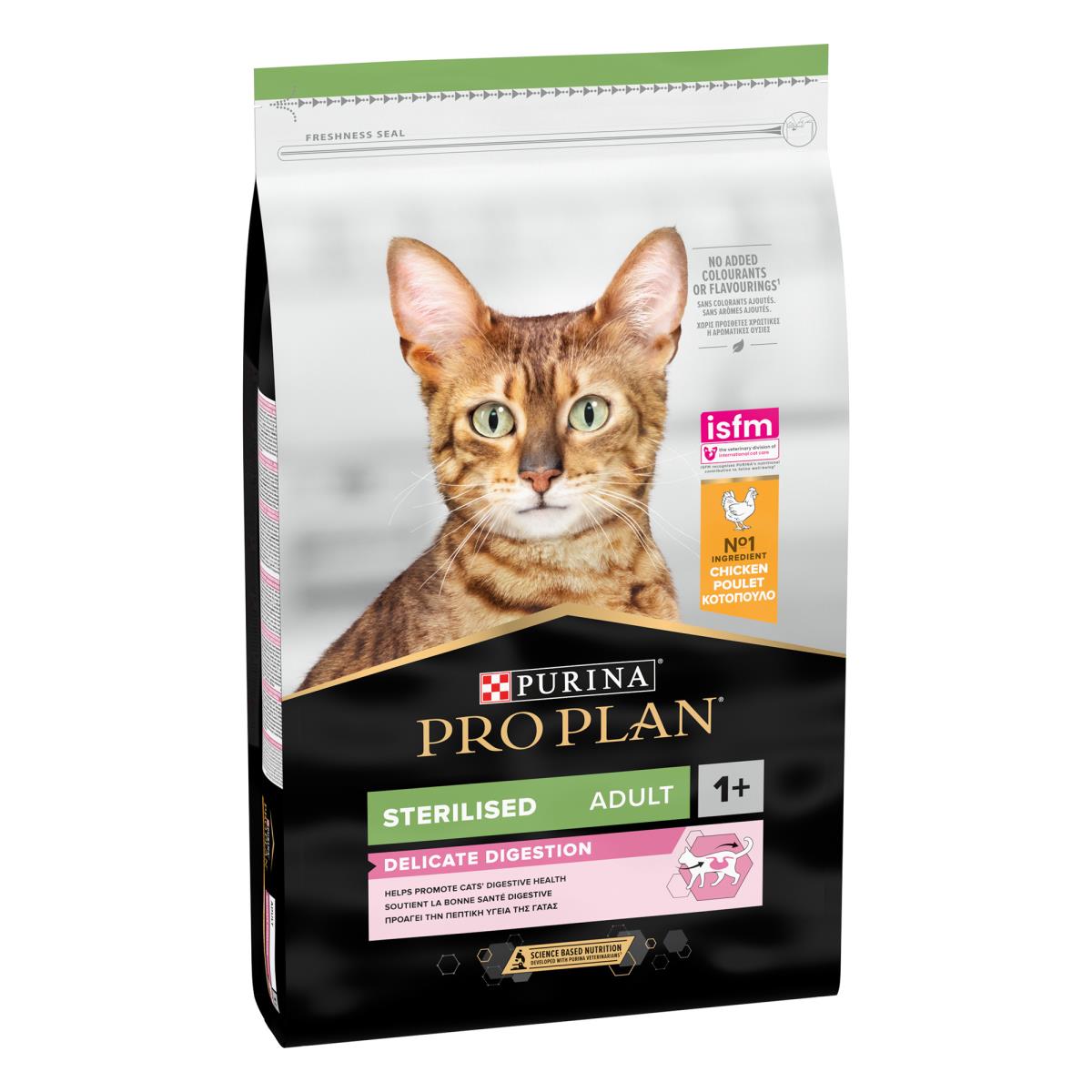 Purina Pro Plan Sterilised Adult Delicate Digestion Dry Cat Food with Chicken, 10 kg