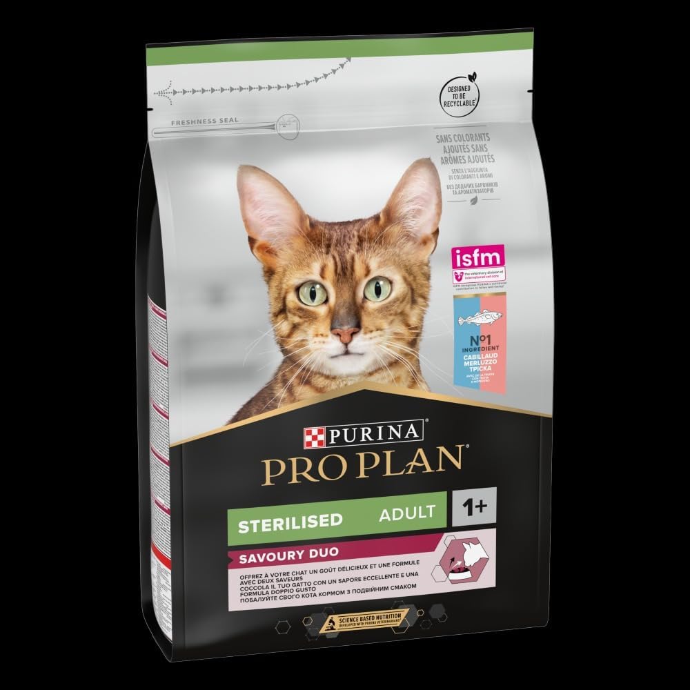 Purina Pro Plan Sterilised Adult Savory Duo Dry Cat Food with Cod and Trout 3 kg