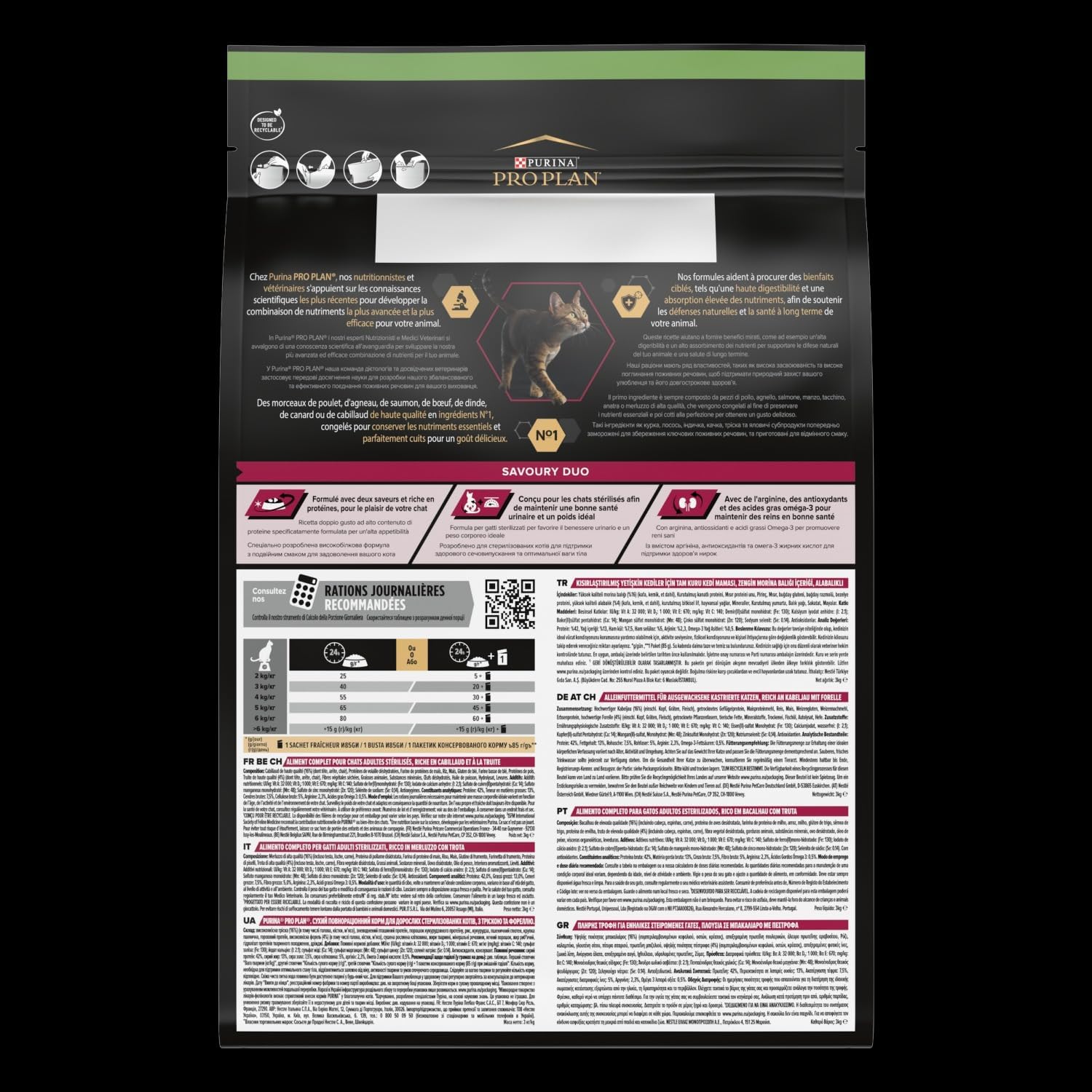 Purina Pro Plan Sterilised Adult Savory Duo Dry Cat Food with Cod and Trout 3 kg