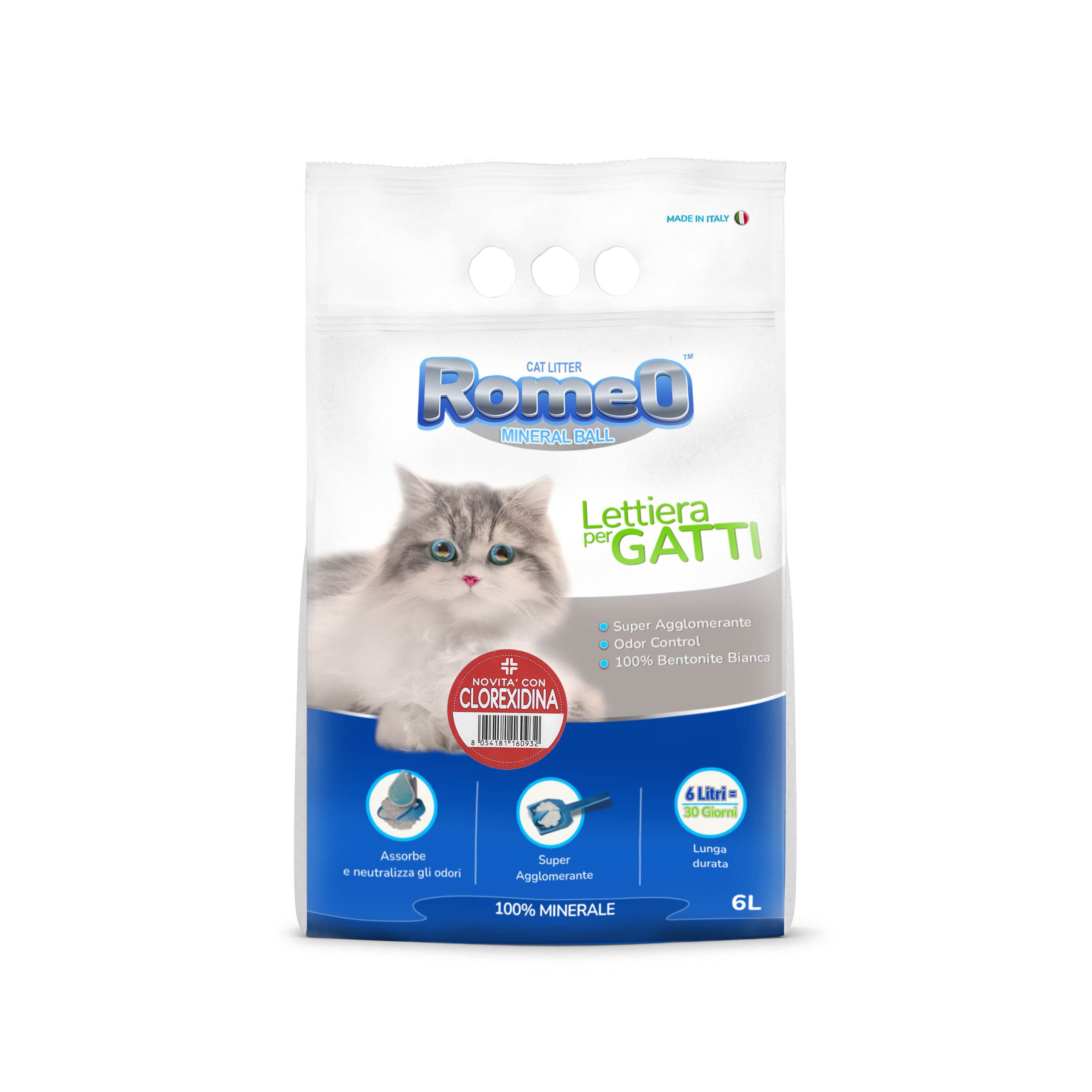 Romeo bentonite cat Litter clorexidina scent - 6 liters